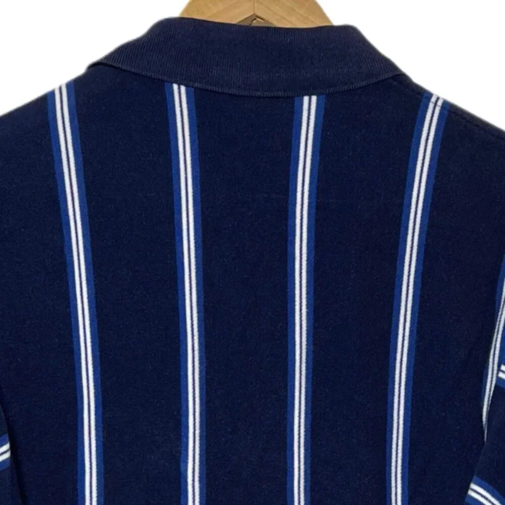 Ralph Lauren Polo Golf Blue Striped Polo Crest Logo Men's Size Medium Club Crest
